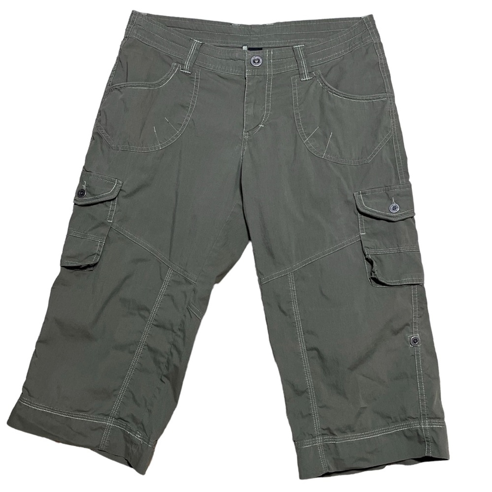Kühl Kontra Roll Up Sage Cargo Convertible Capri Pants / Bermuda Shorts Sz 6
